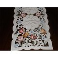 Tapestry Trading Tapestry Trading LY0046-1472 13 x 72 in. Embroidered Tulips Cutwork Table Runner; Ivory LY0046/1472